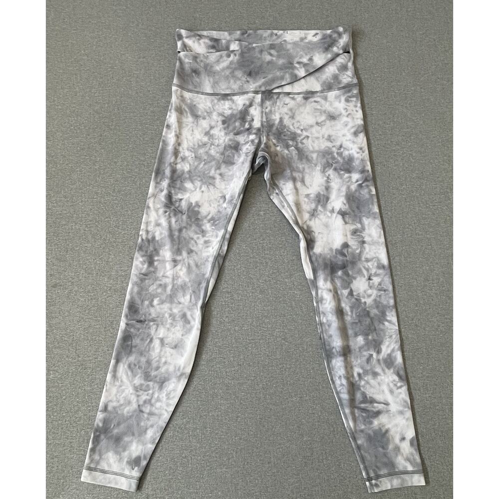Lululemon Align Leggings Women Size 12 Cross Waist Crop Tie Dye High Rise Gray